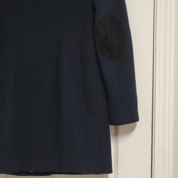 Calvin Klein NWT Faux Suede Elbow Patches Hooded Wool Blend Coat Size Small. - Picture 8 of 13